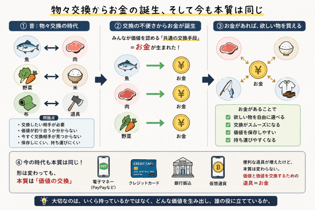物々交換からお金の進化